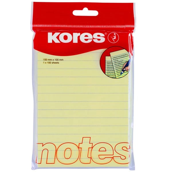 Lined Sticky Notes - Kores - 100 sheets (150mm x 100mm)