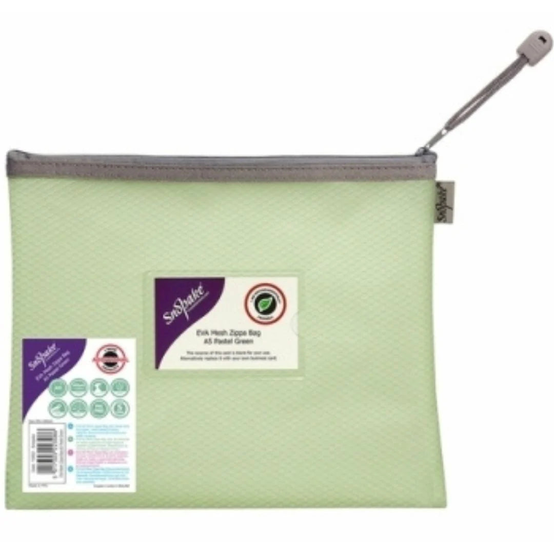 Snopake Mesh Zippa Bag - A5 Pastel green