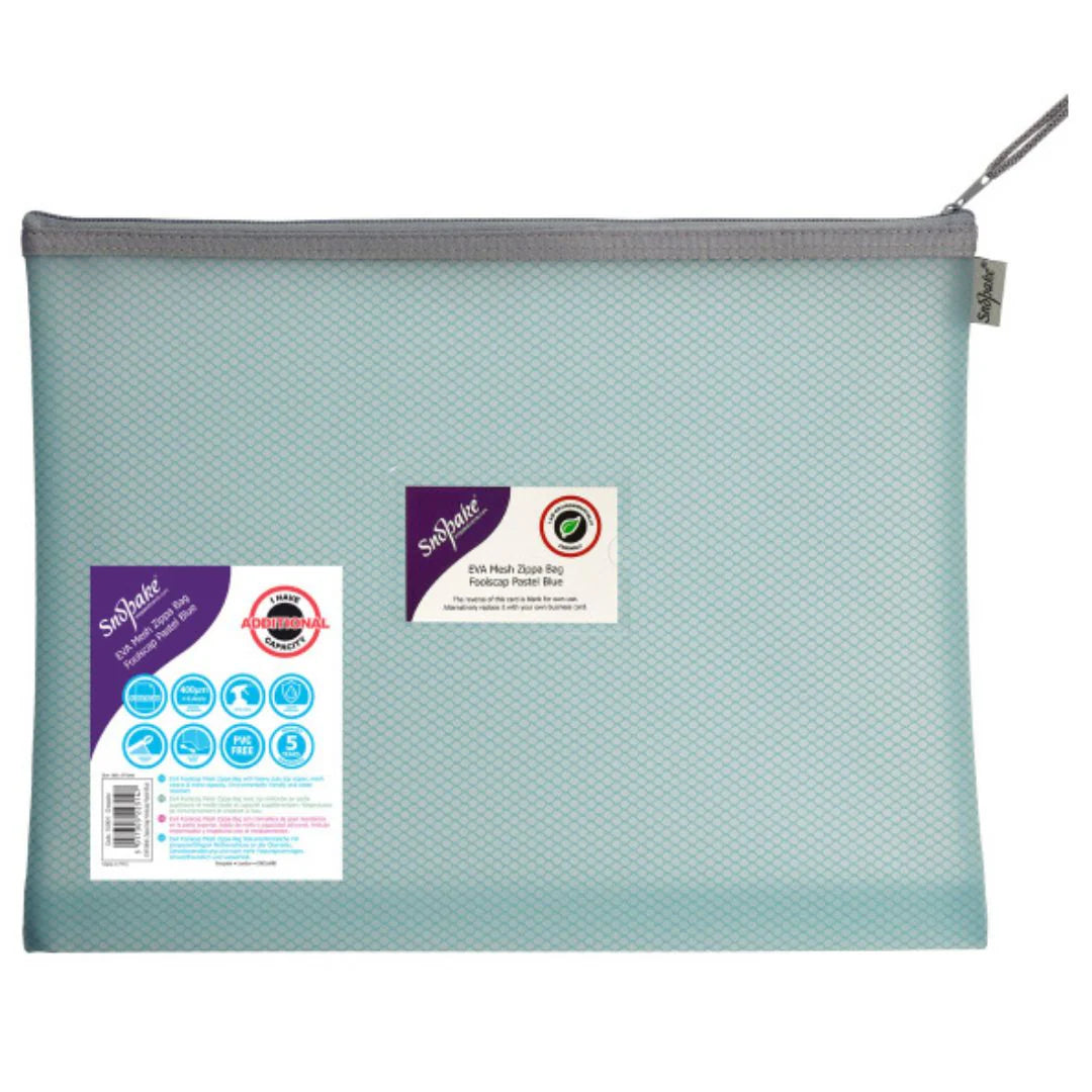 Snopake Mesh Zippa Bag - A4 Pastel Blue