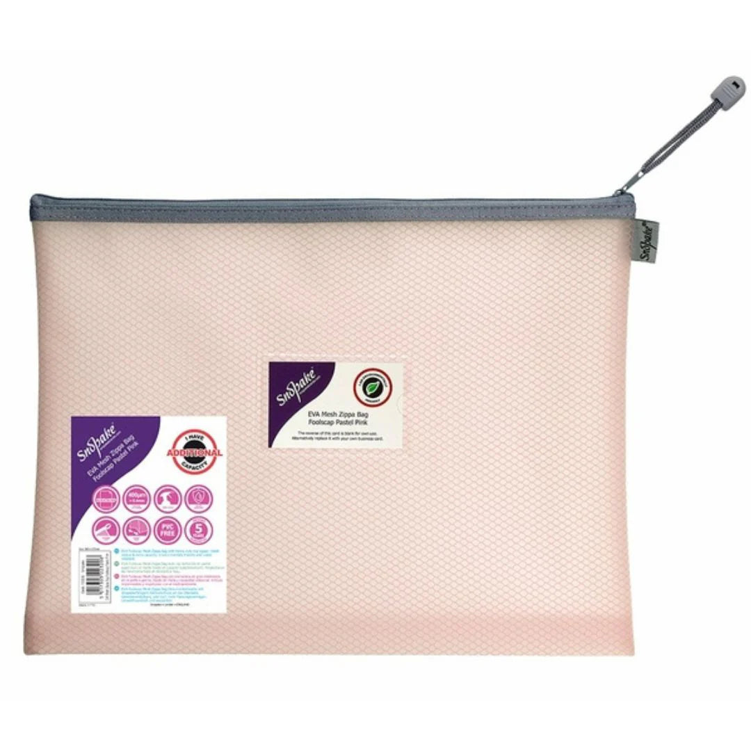 Snopake Mesh Zippa Bag - A4 Pastel Pink