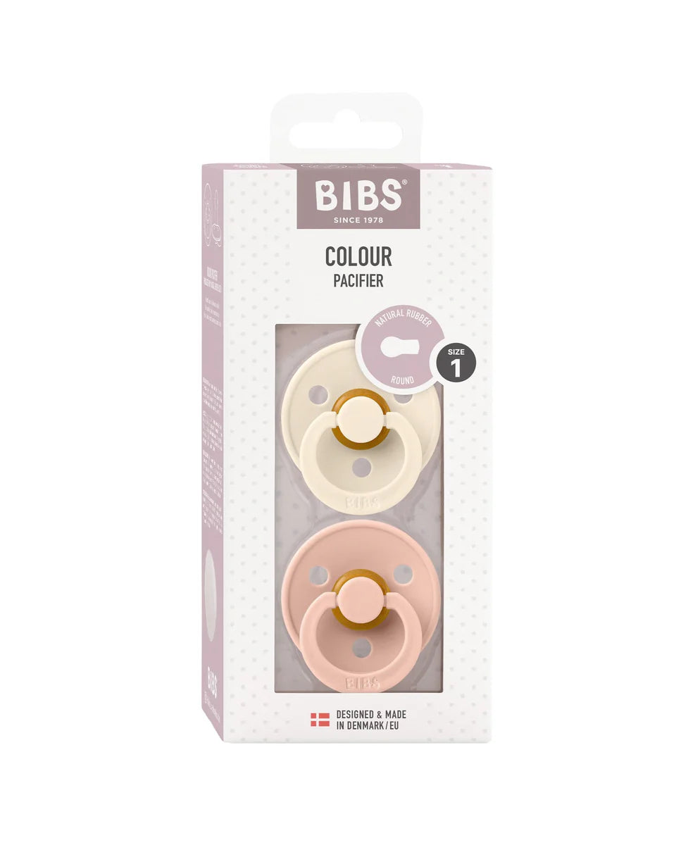 BIBS Pacifiers Latex Colour 2-Pack - Ivory/ Blush
