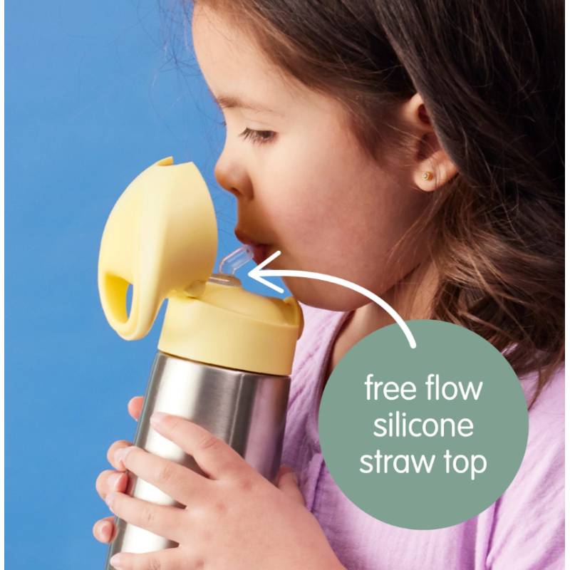 b.box 350ml Insulated Straw Drink Bottle - Lemon Twist