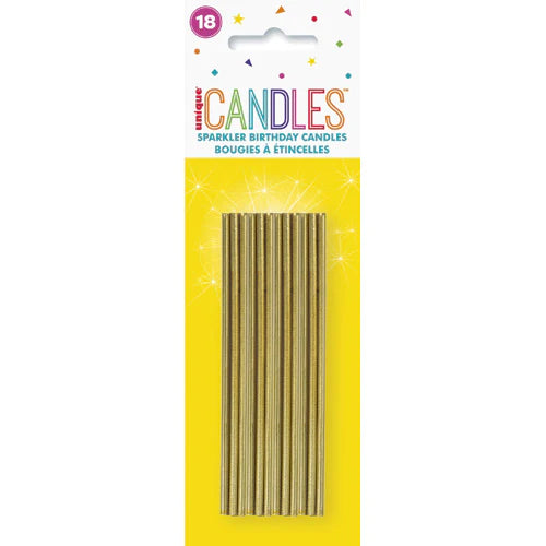Unique Sparkle Birthday Candles-18pcs - Gold
