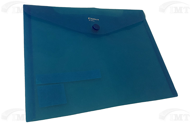 COMIX A4 Button Folder Blue
