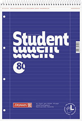 Brunnen Top Wirebound 80 Sheets / Lined with Margin Lines - A4 - for Left-Handed Users