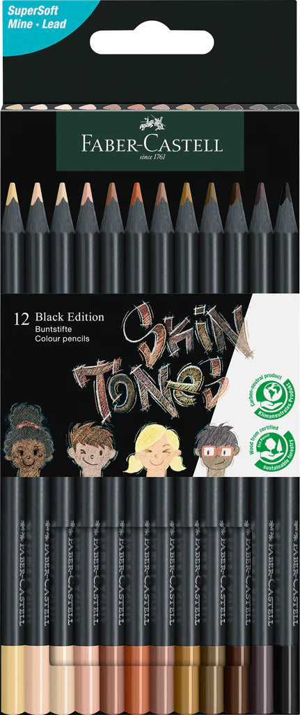 Faber-Castell Colouring Pencil Black Edition Packet x 12/SKIN TONES