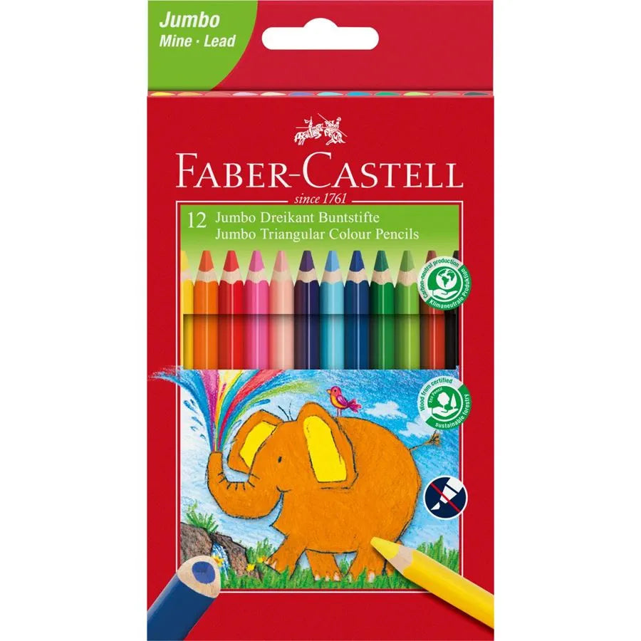 Faber Castell 12 Triangular Jumbo Pencil Colours