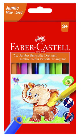 Faber Castell JUMBO Triangular Colouring Pencils - Pkt x 24 Assorted Colours
