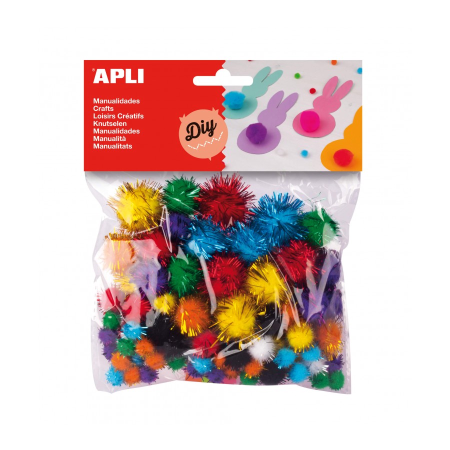 Pom-poms glitter colours 78 u.