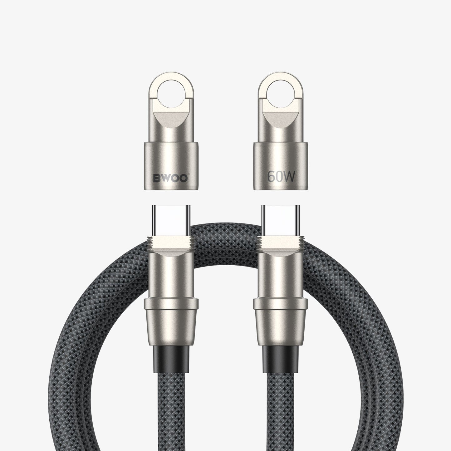 BWOO - USB-C to USB-C Charging Cable+Cell Phone Lanyard 2 in 1 60W 1.2M