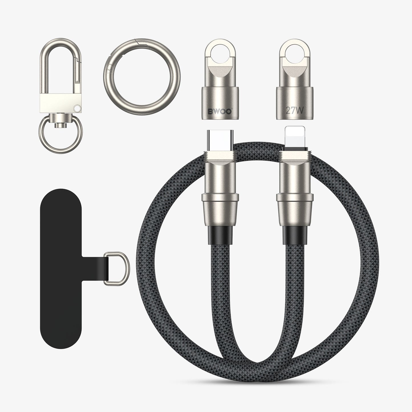 BWOO -Phone Lanyard Built-in USB-C to Lightning Charging Cable 2 in 1 0.3M