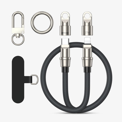 BWOO -Phone Lanyard Built-in USB-C to Lightning Charging Cable 2 in 1 0.3M