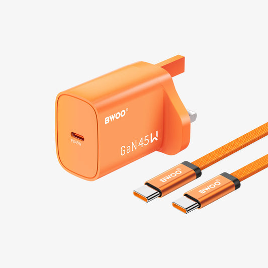 BWOO PD 45W GaN Charger with USB-C Cable