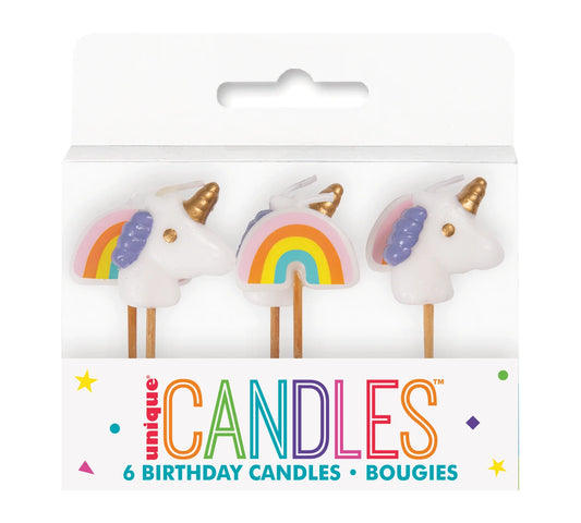 Unique Rainbow/Unicorn Candle set - pack of 6
