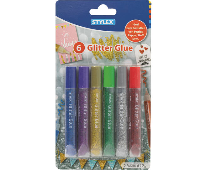 STYLES Glitter Glue, 6 tubes of 10 g