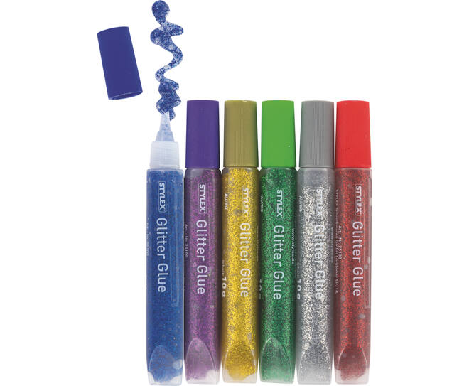 STYLES Glitter Glue, 6 tubes of 10 g