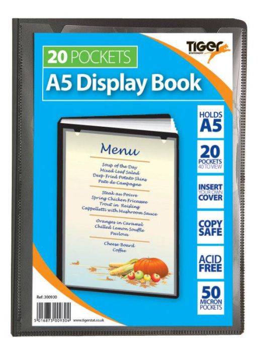 Tiger A5 Presentation Display Book 20 Pocket 40 Views Black