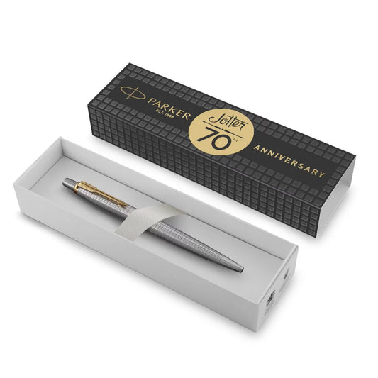 Parker Jotter Special Edition 70th Anniversary Ballpoint Pen M - Stainless Steel With Gold Trim