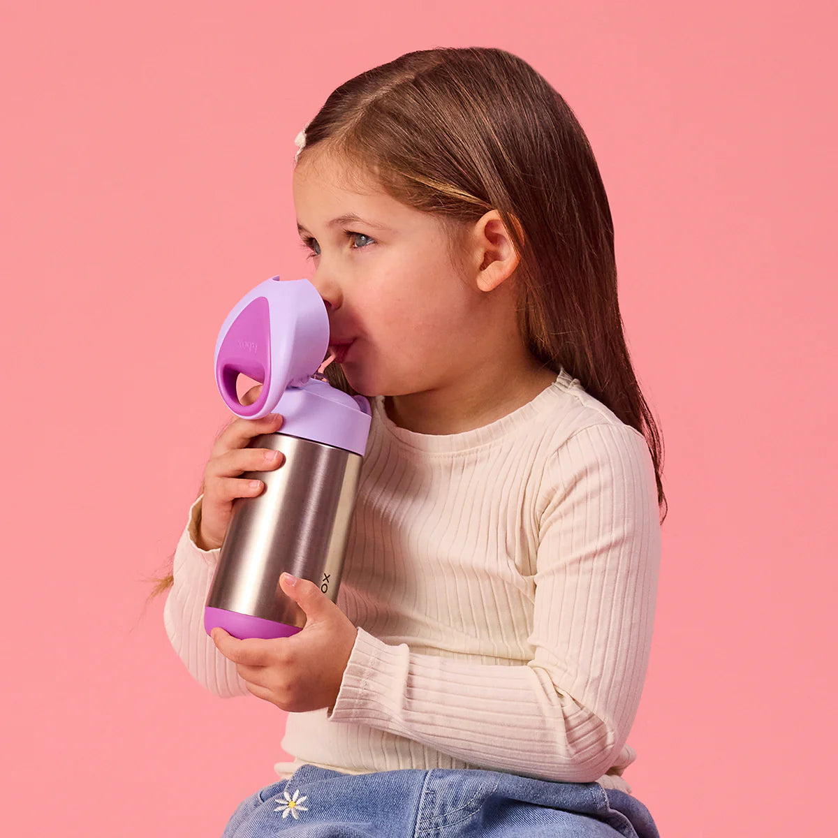 b.box 350ml Insulated Straw Drink Bottle - Sugar Plum