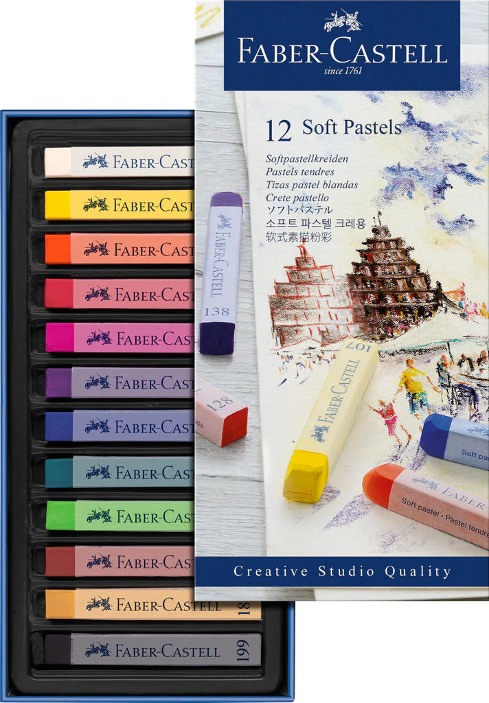 Faber-Castell Pastel Soft/Chalk Creative Studio - x 12 Long Assorted Colours