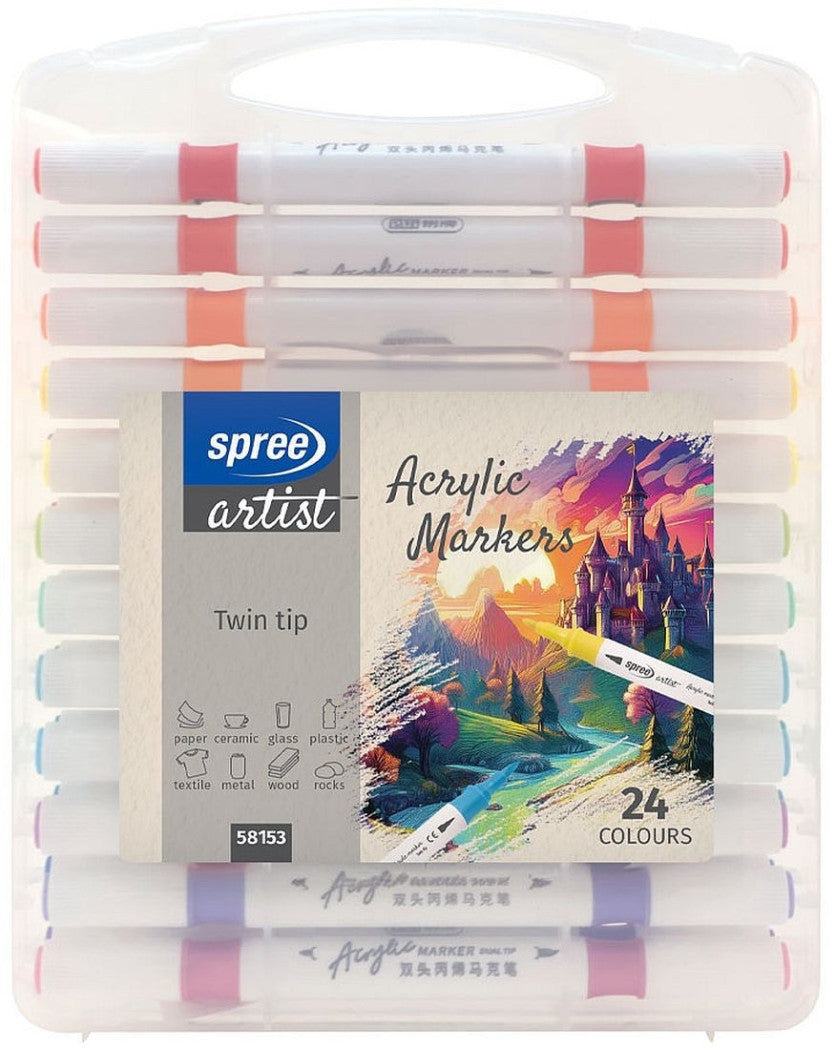 SPREE -  Acrylic Markers Twin Tip - set of 24