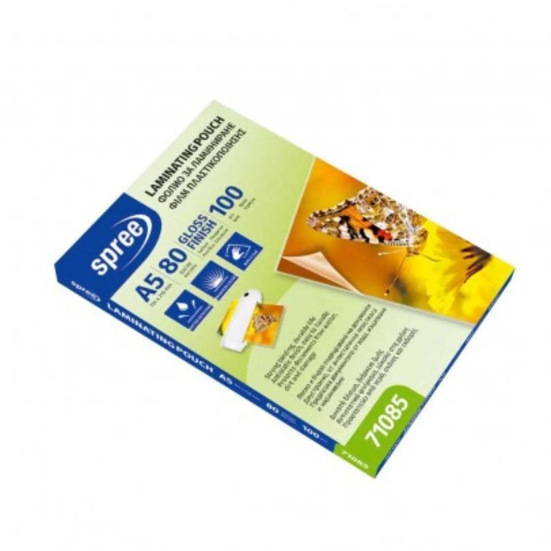 A5 Spree - Laminating Pouch Gloss Finish 80microns A Pack Of 100pcs