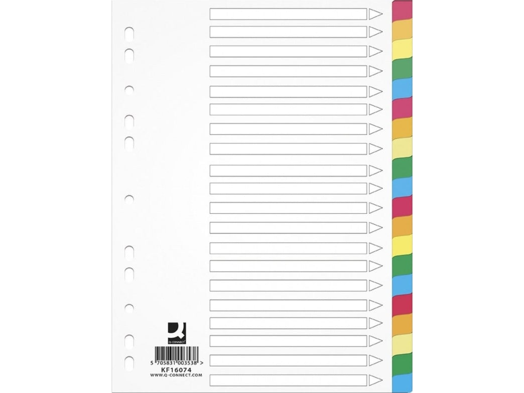 File Dividers plastic x20 assorted colours
