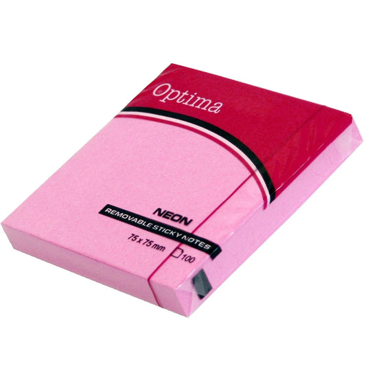 Optima - Sticky Notes Size 76mm X 76mm (100 sheets) neon pink