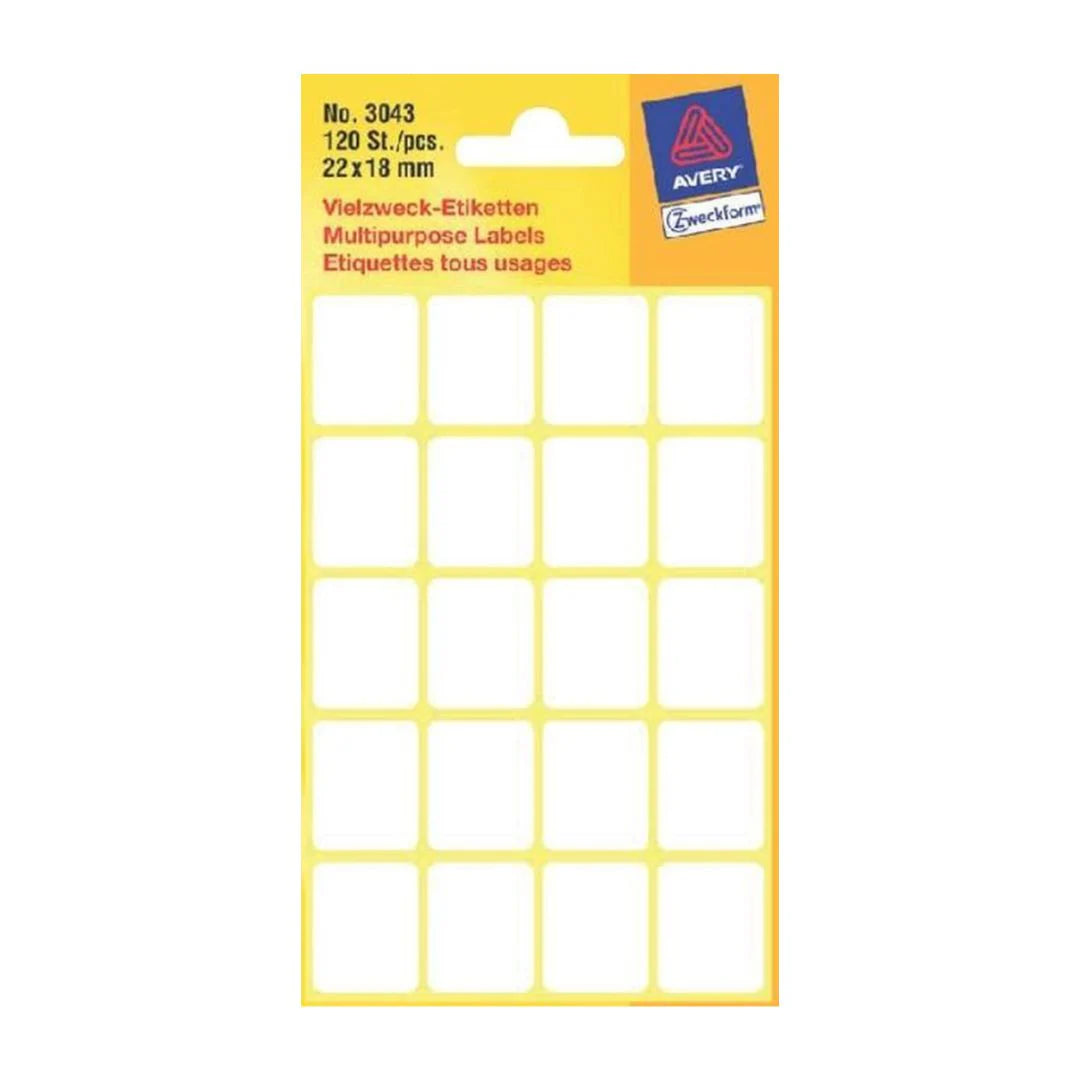 Avery white labels 22x18mm