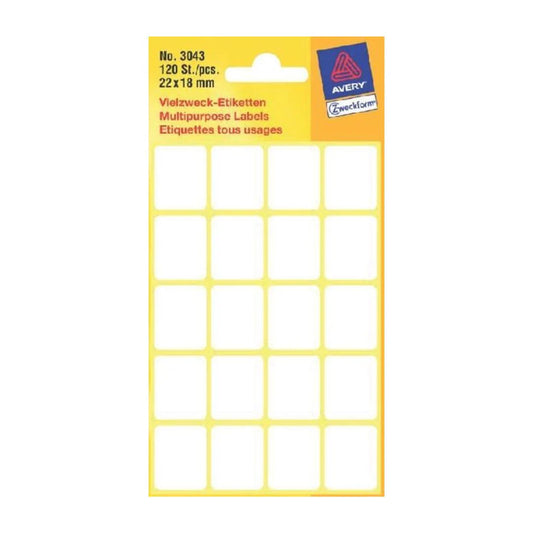 Avery white labels 22x18mm