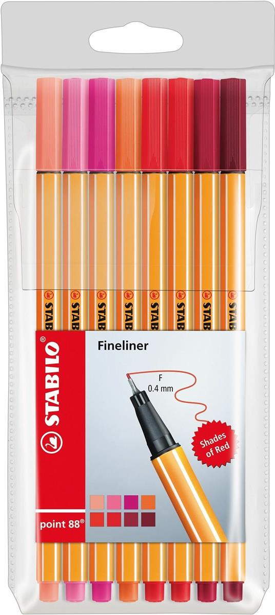 Fineliner Pen 88 Wallet x8 Shades of Red Stabilo