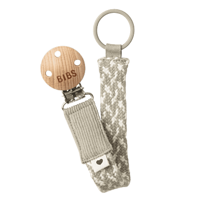 Bibs Pacifier Clip Braided Sand/Ivory