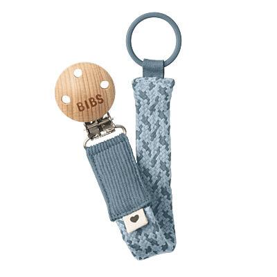 Bibs Pacifier Clip Braided Petrol/Baby Blue