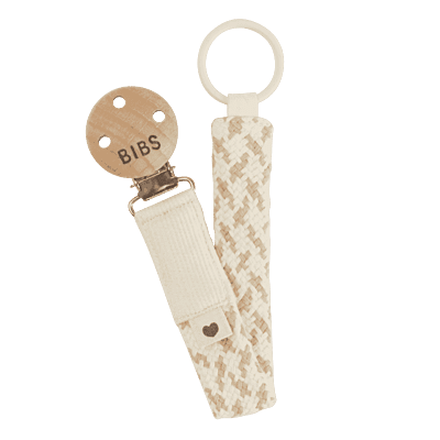 Bibs Pacifier Clip Braided Sand/Ivory