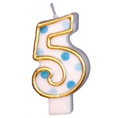 Candle Number 5 Blue