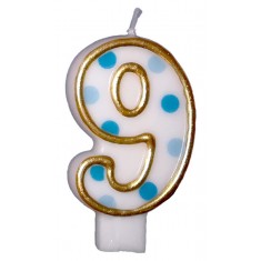 Candle Number 9 Blue