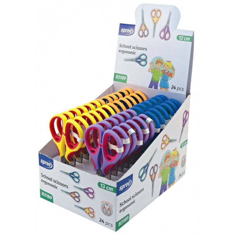 Scissors SPREE 13cm, for children, ergonomic handle (assorted colours)