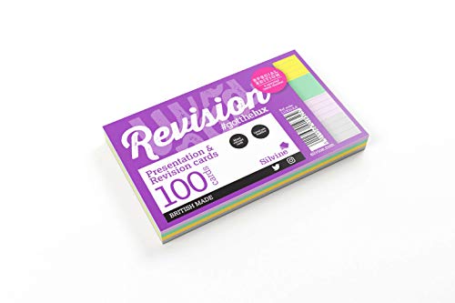 Silvine Revision 5x3" Cards - Lined (100 Cards) Assorted Colours