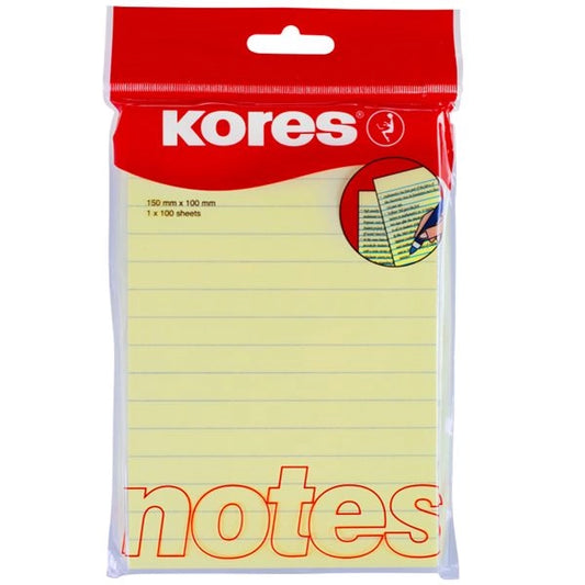 Lined Sticky Notes - Kores - 100 sheets (150mm x 100mm)