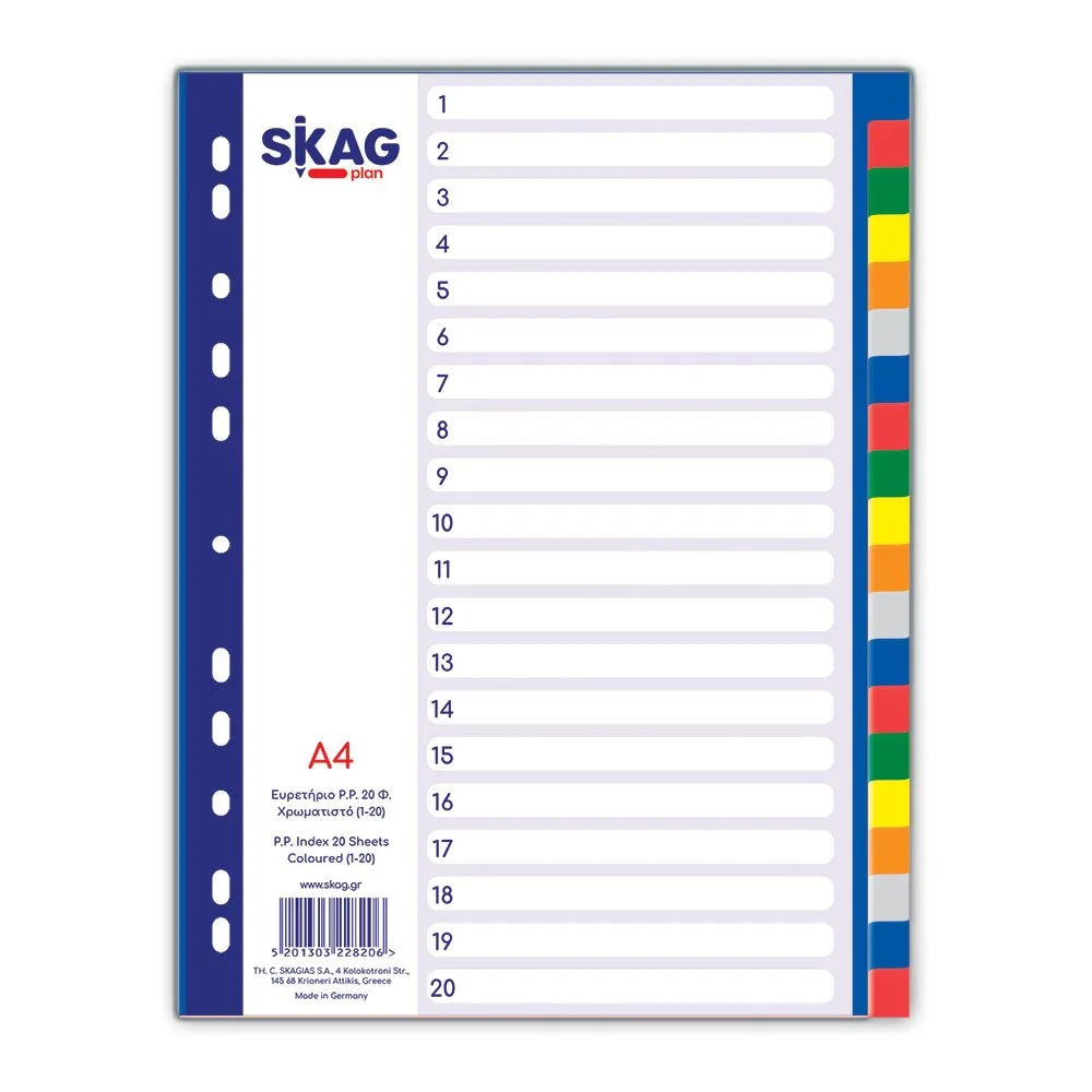SKAG PVC A4 Coloured Index : 1-20