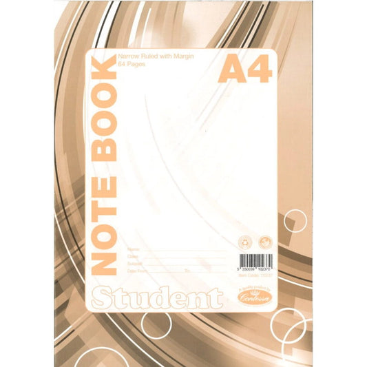 Student Advanced Book/Notebook A4 - (Contessa) - Narrow Ruled Lines with Margin