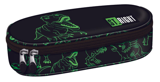 Reflective t-rex 1 compartment pencil case
