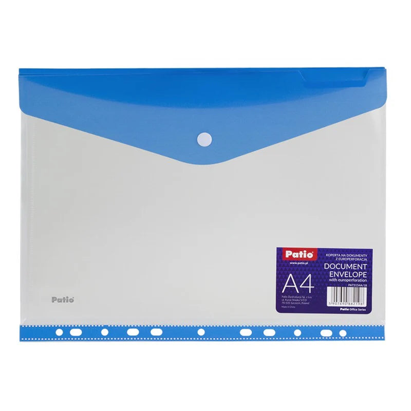 Plastic A4 Button Envelope With Perforation