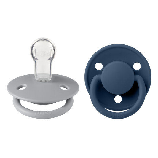 BIBS De Lux 2 Pack Silicone Oncesize Cloud/Steel Blue