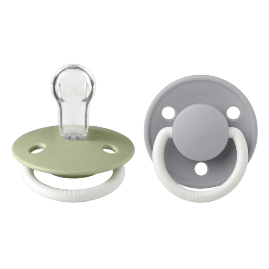 BIBS De Lux 2 Pack Silicone One size Sage glow/Cloud Glow in the Dark
