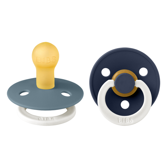 BIBS Pacifiers Latex Colour 2-Pack - Petrol/Deep Space Glow in the Dark