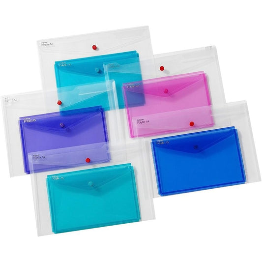 Snopake Polyfile Duo A4/A5 Button Folder Assorted