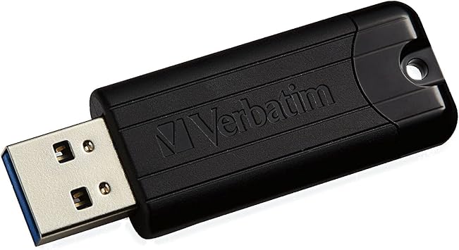 Verbatim 64GB Pinstripe USB 3.2 Gen 1 Flash Drive Retractable Thumb Drive - Black