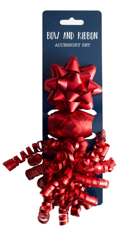 Bow & Ribbon Accessory Set Red 3pcs