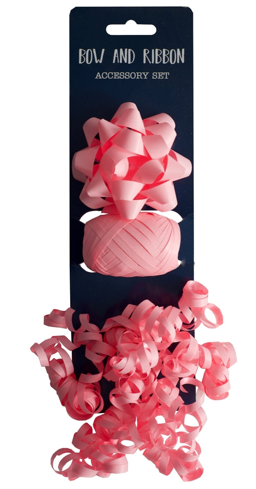 Bow & Ribbon Accessory Set Light Pink 3pcs